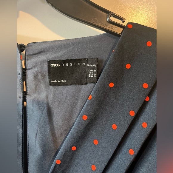 ASOS Design Maternity Tie Front Midi Dress with Button Detail Size 16 - Picture 4 of 16